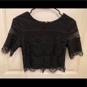 Black lace crop top